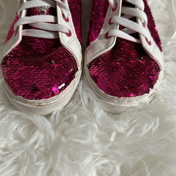 Jojo Siwa Girls, High Top Reversible Sequin SNEAKERS Shoes Magenta Pink Size 4 - Picture 5 of 5